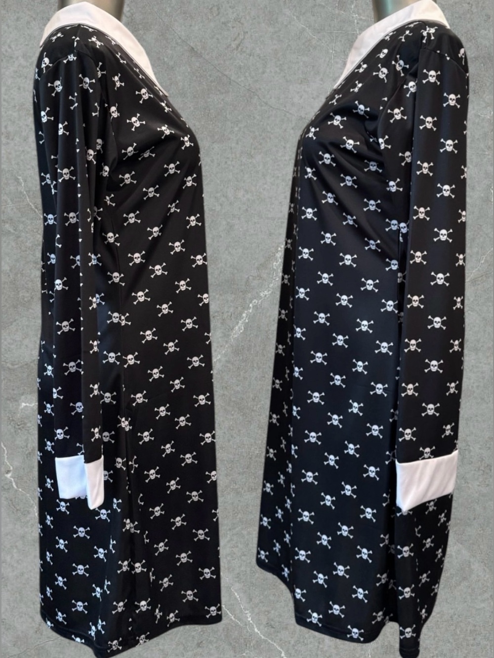 2 for $30 | Halloween Costume | Wednesday Addams Skull-Print Long-Sleeve Dress - Picture 3 of 16